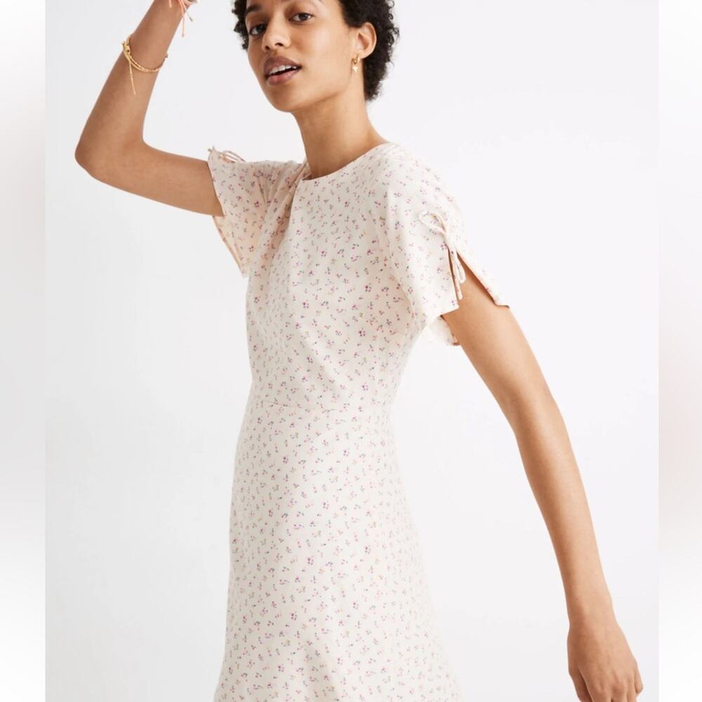 Madewell Tie-Sleeve Retro Floral Dress in Dutch Dandelions W1361 Sz 14 - Picture 2 of 13